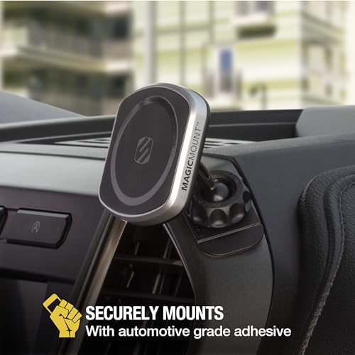 Transform Your Driving Experience with the Scosche MP2 FM-XCES0 Magic Mount Pro2 – Universal Flush Magnetic Car Mount Compatible with Mag Safe, i Phones, Galaxy, Pixel & All Smartphones – Effortless Hands-Free Access and Enhanced Stability for Safe Navigation