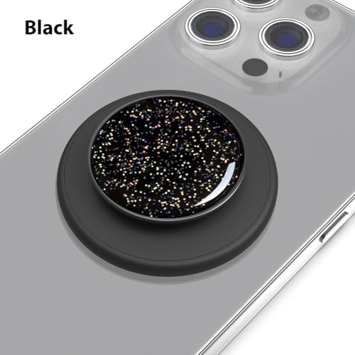 Mag Safe-Compatible Magnetic Phone Grip & Adjustable Kickstand – Classic Black Wireless Charging Ring Holder for i Phone with Effortless Attachment, Personalized Comfort & Enhanced Stability for On-the-Go Convenience