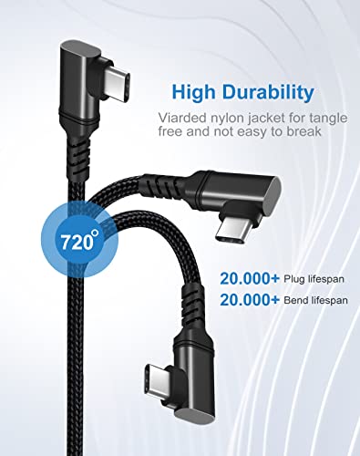 Premium 2-Pack USB C Charger Cable – 6 FT Right Angle Design for 100 W PD Fast Charging & 10 Gbps Data Transfer – Compatible with i Phone 15 Series, i Pad Pro, Mac Book & Samsung Galaxy S23/S22 – Durable Nylon Braided for Optimal Performance and Convenience