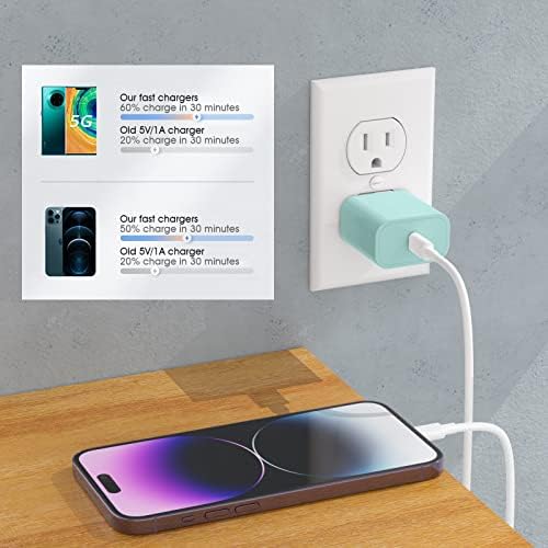 i GENJUN 4 Pack USB C Fast Charger Block – 20 W Power Delivery 3.0 Wall Adapter for i Phone 16/15/14, Galaxy & Pixel – Portable Type C Power Adapter for Air Pods Pro – Compact Travel Essential with Superior Speed and Compatibility