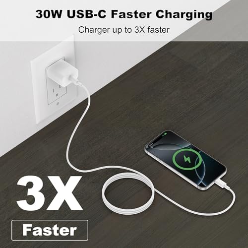 Power Up Your i Phone 16/15 with the Ultimate 30 W Fast Charging Bundle: Dual USB-C Wall Adapter & Long 6 ft/10 ft Cables for i Phone 16 Pro Max, 15 Pro Max & i Pad Pro – Superior Rapid Charging, Unmatched Durability & On-the-Go Convenience