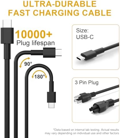 High-Efficiency 65 W Dell Latitude Charger HA65 NM190 with USB-C Connector & Power Cord – Rapid Charge for Latitude Models 5400, 5410, 5420, 5430, 5440, 5450, 7400, 7410, 7420, 7430, 7440, 7450 – Enhanced Safety Features & 30-Day Money-Back Guarantee – Perfect for Reliable Laptop Power Solutions