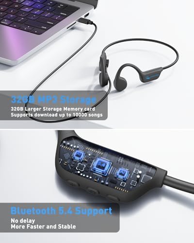 Ultimate Waterproof Bone Conduction Bluetooth Headphones with 32 GB MP3 Storage for Swimming, Running, and Cycling – IPX8 Certified Open-Ear Design for Safety and Comfort in Any Environment