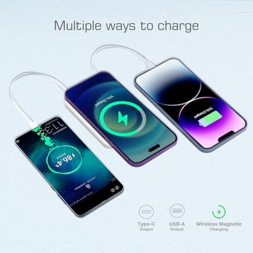 Magnetic Wireless Power Bank for i Phone 15/14/13/12 Series – 5000 m Ah Ultra-Slim Portable Charger with 22.5 W Fast Charging – Lightweight Magnetic Battery Pack for Effortless Outdoor Travel and Daily Use – Enhanced Speed and Compatibility