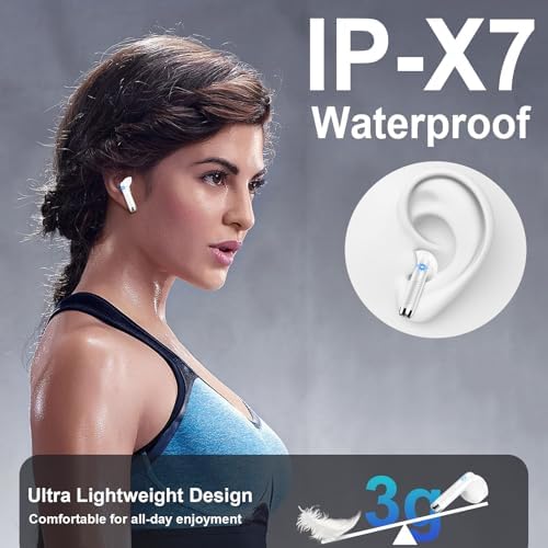 Revolutionary Wireless Earbuds with Bluetooth 5.3: IP7 Waterproof Noise Cancelling Technology, 42-Hour Playtime, and Superior Stereo Bass for Enhanced Audio Experience – Perfect for Active Lifestyles and Effortless Connectivity with Android & i OS Devices