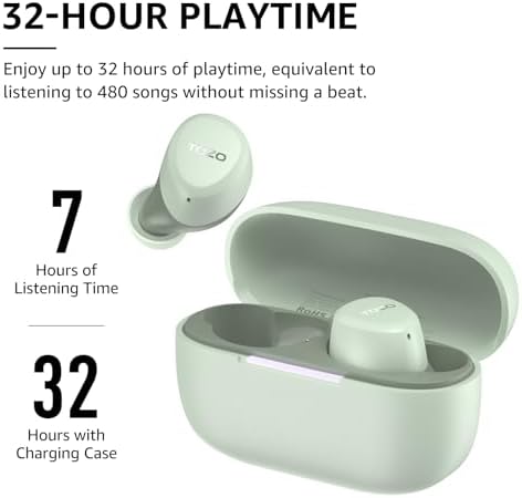 TOZO A1 Wireless Earbuds – Bluetooth 5.3 Lightweight IPX5 Waterproof Earphones with Dual Mic for AI Calls, Immersive Sound Experience, Customizable 32 EQ Presets via App, Ergonomic Fit & Portable Charging Case for Active Lifestyles