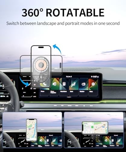 Revolutionize Your Kia EV9 2024 Driving Experience with Our Mag Safe-Compatible Wireless Charging Phone Holder – 12.3-Inch Car Mount Featuring 360° Rotation for Optimal Viewing and Stability – Effortless, Tool-Free Installation for Seamless Connectivity and Enhanced Safety