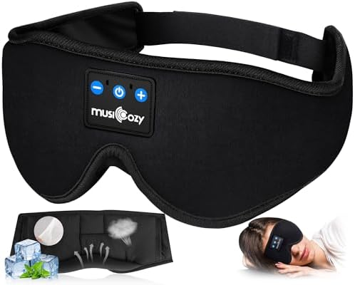 Ultimate Bluetooth Sleep Mask with High-Definition Sound: Perfect for Side Sleepers Seeking Unmatched Comfort and Entertainment – Experience Enhanced Connectivity, Crisp Audio, and Stylish Relaxation for Restful Nights and Mindful Moments – Ideal Gift for Music Lovers and Meditative Souls