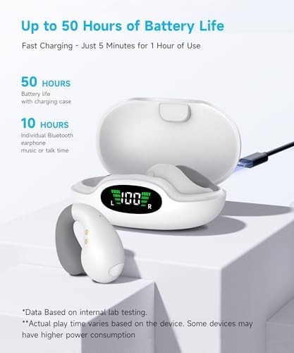 Innovative Open-Ear Bluetooth Earbuds with Bone Conduction Technology – Ergonomically Designed Clip-On Wireless Headphones for Small Ears, Waterproof and Lightweight in Chic Velvet White, Ideal for Active Lifestyles and Seamless Device Connectivity