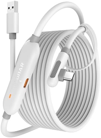 Maxonar VR Charging Link Cable 16FT (Next-Gen Chip) Compatible with Meta Quest 3S/Quest 3/Oculus Quest 2/Pico 4 Accessories and PC/SteamVR, Awesome Gift-5Gbps USB 3.0 to USB C Cable-White – Enhanced Compatibility and Speed