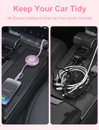 Revolutionary 4-in-1 Retractable USB-C Charging Cable for i Phone 16, Samsung, Mac Book & i Pad – 100 W High-Speed Power Delivery, Tangle-Free Storage, and Sleek Black Design for Ultimate Portability in Home, Office, and Travel Settings