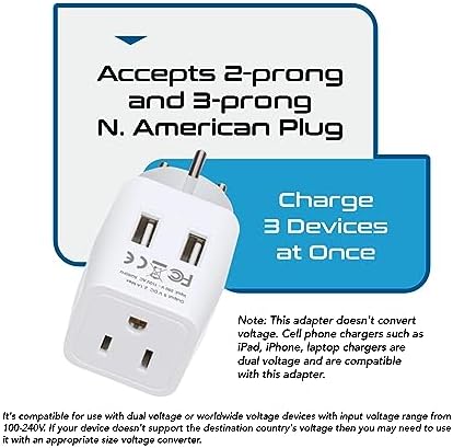 Compact Dual USB Travel Adapter for Effortless Charging in Australia, New Zealand, and China – Essential Type I Plug for Phones, Tablets, and Cameras – Quick Charge Capability with Universal Compatibility for Hassle-Free Global Adventures