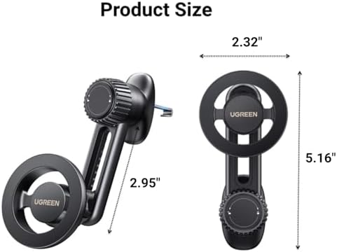 UGREEN Mag Safe Car Phone Holder – Effortless Hands-Free Navigation for i Phone 12-16 Series, Non-Blocking Air Vent Design, Strong Magnetic Grip, Easy Adhesive Installation, Sleek Aesthetic for Enhanced Safety and Convenience