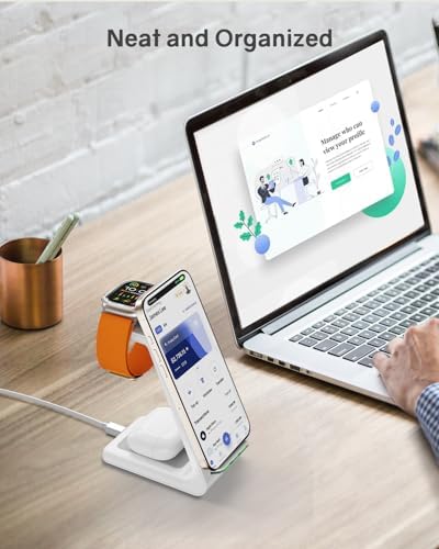 CIYOYO 3-in-1 Fast Wireless Charging Dock – Streamlined Power Hub for i Phone 16/15/14/13/12/SE, Apple Watch Series 9/8/7/6/SE/5/4, and Air Pods Pro/3/2 – Maximize Charging Efficiency with Innovative Safety Features and Sleek Aesthetic Design for Modern Living
