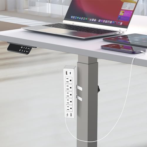 40 W Fast Charging Desk Clamp Power Strip with 4 PD20 W USB Ports and 5 Outlets – 1200 J Surge Protector for Enhanced Device Safety – Perfect for Home Offices, Workshops, and Gaming Stations – Durable Design for Easy Attachment to 1.65” Thick Tabletops