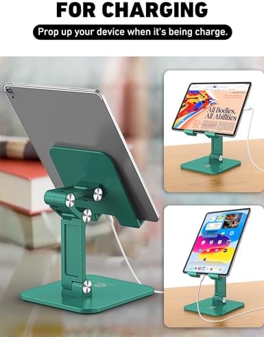 Revolutionize Your Workspace with the OCYCLONE Foldable Tablet Stand – Adjustable Holder for i Pad, Kindle, and Smartphones (4-15.6″) – Portable Desk Accessory for Home and Office – Ergonomic Design Enhances Comfort and Productivity – Sleek Black Finish for Modern Aesthetics – Perfect for Video Calls, Reading, and Entertainment