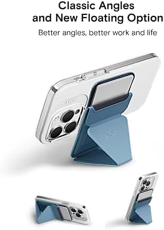 MOFT MagSafe Wallet for iPhone 16/15/14/13/12 Series, Strong Magnetic Phone Card Holder Fit 2 Cards & 3 Viewing Angles & Stain-Resistant Vegan Leather Phone Stand, Windy Blue – Enhanced Compatibility and Speed