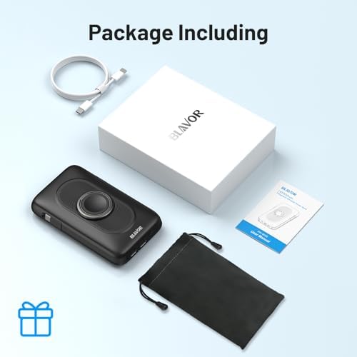 Magnetic Wireless Power Bank for Apple Devices – BLAVOR 10,000 m Ah Portable Charger with Built-in Cables and 20 W Fast Charging, Seamless Compatibility for i Phone 16/15/14/13/12 and Apple Watch, Integrated Stand for Hands-Free Use, Sleek White Design – Ultimate Convenience for On-the-Go Charging