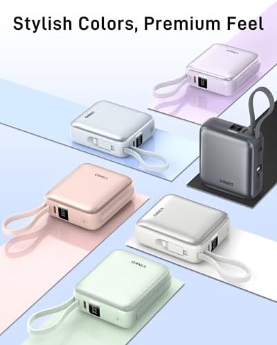 Ultra-Fast 22.5 W Mini Power Bank: 10,000 m Ah Portable Charger with Built-in Cables & LED Display | Charge 3 Devices Quickly | Sleek Design for Travel | Ideal for i Phone, Samsung, Android | Durable & Safe Power Supply for Everyday Use