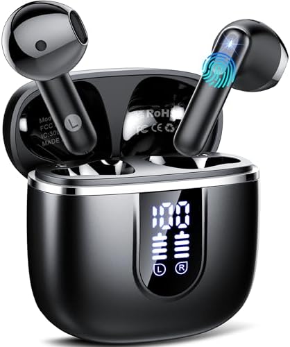 Cillso Bluetooth 5.4 Wireless Earbuds – Superior Hi-Fi Stereo Sound with 4-Mic Noise Cancellation, 40-Hour Long Battery Life, IP7 Waterproof Design, Quick USB-C Charging, and Dual LED Battery Indicator – Perfect for On-the-Go Music Lovers and Active Professionals