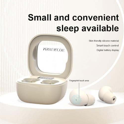 Revolutionary SK19 Sleep Earbuds for Side Sleepers | Ultra-Compact Wireless Bluetooth Earphones Tailored for Small Ears | Discreet Invisible Design with Hands-Free Mic for Effortless Calling | Enhanced Connectivity in Stylish Khaki | Ideal for Restful Sleep and Everyday Listening