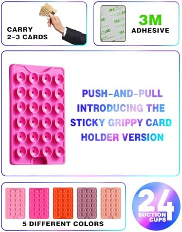 BIAJIYA Phone Sticky Grip Wallet Mount Stick on Suction Mirrors Phone Card Holder Silicone Adhesive Phone Accessory for Tiktok All Smartphones (RoseGold5PC) – Enhanced Compatibility and Speed