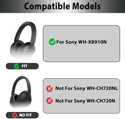 Upgrade Your Sony WH-XB910 N Headphones with Premium Memory Foam Earpads – Noise-Canceling Cushions Featuring Secure Buckle Design for Ultimate Comfort and Sound Isolation in Black – Perfect Replacement for Wired & Wireless Audio Enjoyment