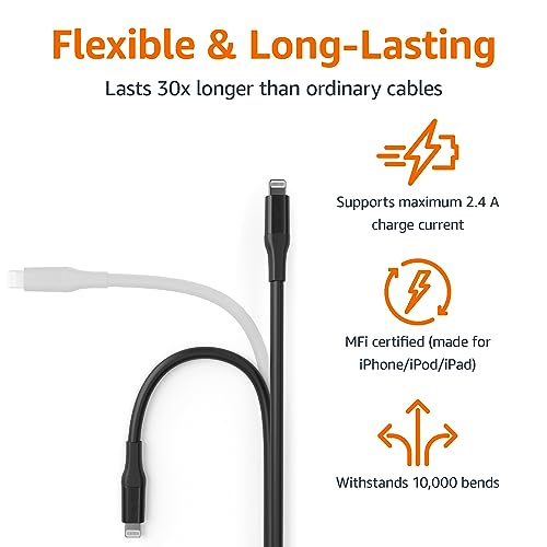 Premium 10 ft MFi Certified USB-C to Lightning Charging Cable for Apple i Phone – High-Speed Nylon Braided Design for Ultimate Durability and Flexibility – Fast Charge & Data Sync Capability in Sleek White Finish