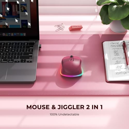 PEIOUS Rechargeable Wireless Mouse with LED – Innovative Jiggler Technology to Keep Your Computer Awake – Sleek Black Design for Optimal Comfort and Productivity