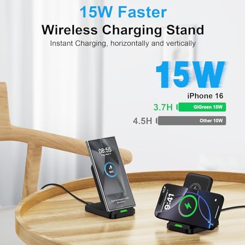 Samsung Fast Wireless Charging Stand Dual Pack – Sleek Desk Charger Station for Galaxy S25 Ultra, i Phone 16 Pro Max, Pixel 9/8 – Enhanced Speed, Compatibility & Safety Features – Ideal for Home & Office Use