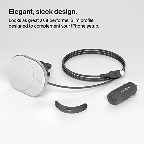 Effortless On-the-Go Charging: Belkin 15 W Magnetic Wireless Car Charger – Qi2-Certified, Mag Safe-Compatible Vent Mount for i Phone 12-16 & Samsung Galaxy S25 – Sleek Gray Design for Enhanced Device Stability and Fast Power Delivery