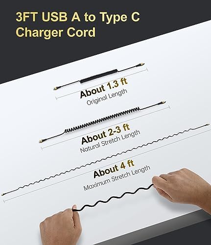 Coiled USB C to USB C Charger Cable 2-Pack (3 FT) – Fast Charging for i Phone 16/15/15 Pro/15 Plus/15 Pro Max & Samsung Galaxy S23 – Tangle-Free Design for Effortless Use in Car or Home – Durable, Flexible Power Solution for All USB C Devices