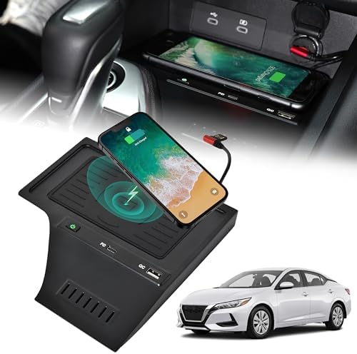 KEWISAUTO Premium Wireless Charging Pad for 2020-2024 Nissan Sentra S, SV, SR – Fast Qi Charger for Effortless Power Boost in Center Console, Seamless Installation, and Elegant Design for Active Lifestyles