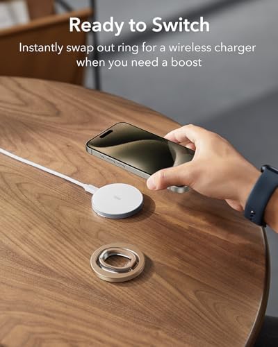 Magnetic Phone Ring Holder with 2-Way Adjustable Stand for i Phone and Galaxy – ESR Halo Lock Grip for Enhanced Stability, Secure Comfort, and Effortless Wireless Charging – Premium Zinc-Alloy Design, 1,200 g Magnetic Hold, Versatile Portrait/Landscape Viewing – Ideal for Caseless Phones and Mag Safe Cases – Black Finish for Modern Aesthetics