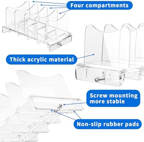 Sleek Acrylic Multi-Device Charging Stand – Black Organizer for Power Banks, Phones & Tablets – 4 Slot Desktop Holder with Enhanced Airflow for Rapid Charging & Tangle-Free Storage – Ideal for Home & Office Use