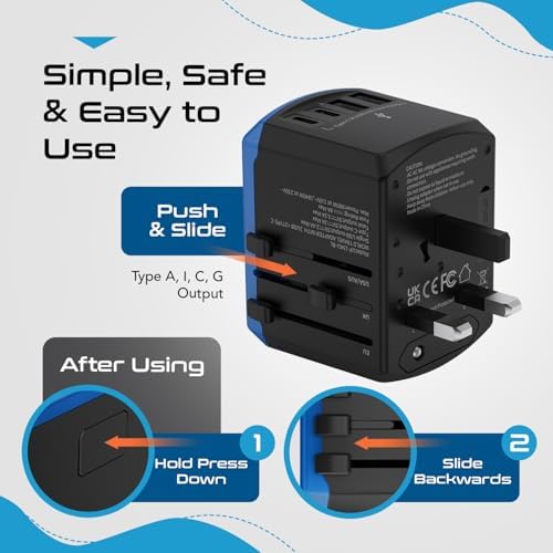 Ultimate Compact Travel Power Adapter for UK & Ireland – Dual USB & USB-C Fast Charger with 3.1 A Output – Type G Plug Converter for Seamless Global Connectivity in Hong Kong, England, Dubai, and Saudi Arabia – Safe, Efficient Design for Smart Travelers