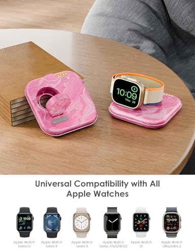 Portable Magnetic Power Bank for Apple Watch – 2000 m Ah Foldable Charger with Type-C Cable | Essential Travel Companion for Series 2-10, SE, Ultra 1/2 | Lightweight, Durable Emergency Backup Solution for Fitness and Adventure Seekers