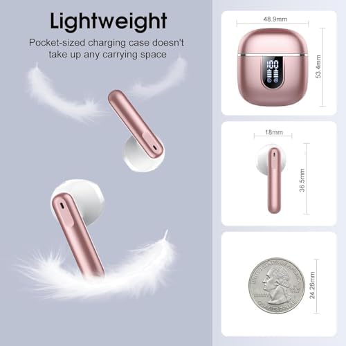 Elevate Your Listening Experience with Cillso Hi-Fi Wireless Earbuds – Advanced Bluetooth 5.4 Technology, Superior ENC Noise Cancellation, 40-Hour Playtime, IP7 Waterproof Durability, Elegant Rose Gold Aesthetic, Dual LED Battery Display, and Rapid USB-C Charging for Ultimate Convenience