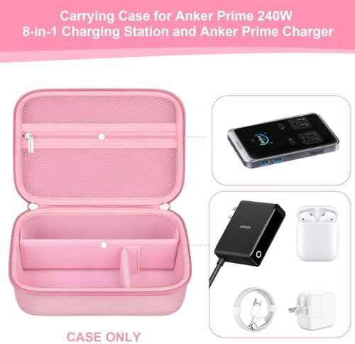 Premium Hard Case for Anker Prime 240 W & 160 W Charging Stations – Durable Travel Storage Bag with Multiple Compartments for USB Cables & Accessories – Sleek Black Design for Ultimate Protection & Organization