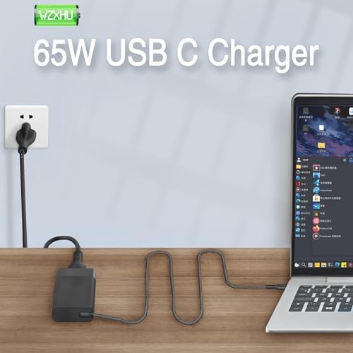 Efficient 65 W USB-C Laptop Charger for HP Spectre, Envy, Elitebook & Chromebook – Fast Charging Power Adapter with Universal Compatibility for Travel & Home Use – Optimized for Performance & Safety