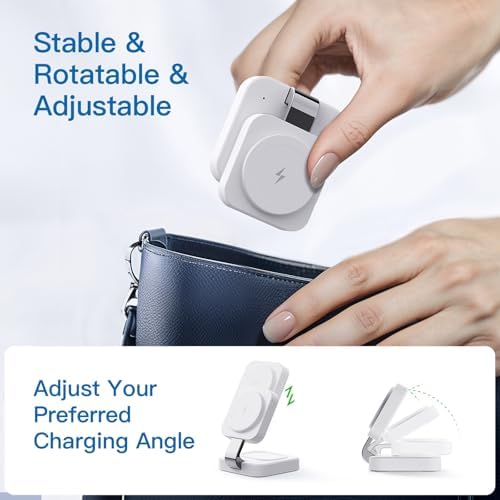 2025 Portable Wireless Mag Safe Fast Charging Hub – 3-in-1 Magnetic Charger for i Phone 16, 15, 14, 13, 12 Pro Max Plus, Apple Watch, and Air Pods – Compact Travel Essential with LED Indicator – Ultimate Gift for Tech-Savvy Couples (Black) – Superior Compatibility and Rapid Charging Performance