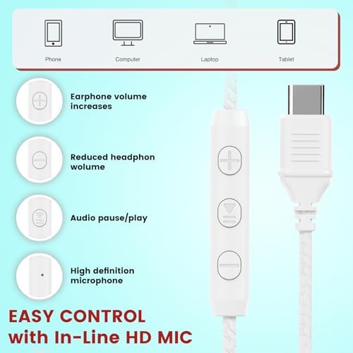 Transform Your Audio Journey with Cowyawn’s Premium USB Type-C Over-Ear Headphones – Stunning Rose Finish, Superior HD Stereo Sound, and Integrated Microphone for Effortless Communication – Ideal for Chromebook, Laptop, and i Phone Users Seeking Optimal Comfort with Portable, Foldable Design