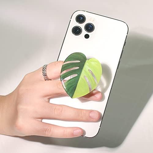 Tropical Leaf Mag Safe-Compatible Collapsible Phone Grip Stand – Chic Acrylic Smartphone Accessory for Optimal Stability and Comfort, Ideal for Hands-Free Viewing and On-the-Go Convenience (Crystallinum Dark)