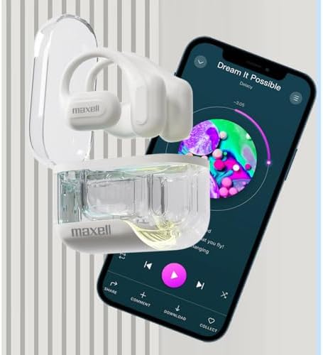 Maxell OWS Pro Bluetooth Open Earhook Earbuds – 18-Hour Battery Life, Surrounding Sound Awareness, Ergonomic Fit, Vibrant Color Choices, Seamless Bluetooth Connectivity for Active Lifestyles and Enhanced Listening Freedom