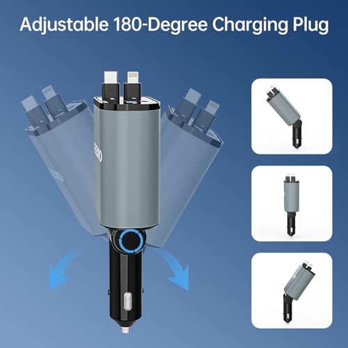 Flexino 69 W Retractable Car Charger for i Phone 16 & Galaxy – Dual USB-C Fast Charging Adapter with 2.6 ft Cords for Seamless Road Power – Compact, Stylish, and Versatile Car Charger Accessory for All Devices