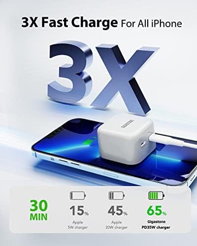 Gigastone 35 W Fast Charging i Phone Charger with 5 FT USB-C to Lightning Cable – Apple MFi Certified for Seamless Compatibility with i Phone 15/15 Ultra, 14/14 Pro/Pro Max, and i Pad Series – Compact, Portable Design for Speedy Power Delivery and Enhanced Device Longevity – Ideal for Travel and Everyday Use