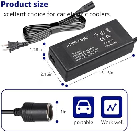Universal 12 V Power Supply Cord for Igloo Iceless Coolers – Reliable Replacement Charger for Kool Mate & Cool Chill Models, Engineered for Optimal Performance and Versatile Compatibility in Outdoor Adventures
