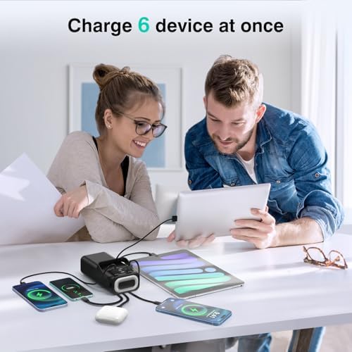 Massive 40,000 m Ah Multi-Device Power Bank with Integrated Cables – Advanced PD 22.5 W Fast Charge Portable Charger with Smart LED Display and Retractable Emergency Light for Ultimate Travel Convenience – Compatible with i Phone 16 Series, Samsung Galaxy S24 to S20, Google Pixel, and More – Charge Up to 6 Devices Simultaneously with Cutting-Edge Safety Features and Intelligent Power Management Solutions for On-the-Go Efficiency