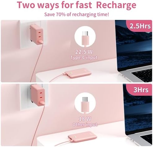 Ultra Slim ANOUV 10,000 m Ah Portable Charger – Fast Charging Power Bank with PD 22.5 W & QC 3.0 for i Phone and Android Devices – Lightweight External Battery for On-the-Go Charging Needs