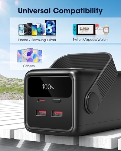 Ultra High-Capacity 70000 m Ah Power Bank – 22.5 W Fast Charging Portable Charger with LED Display & Built-In Flashlight – Ideal for Camping, Travel, and Emergency Use – Multiple Outputs for i Phone, Samsung, i Pad, and More – Stay Connected Anywhere with Long-Lasting Power Solution – Lightweight Design with Convenient Carry Strap and Real-Time Power Monitor – Comprehensive Safety Features Including Overcharge and Short Circuit Protection – Perfect for Outdoor Adventures and Unexpected Power Outages – Includes USB-C Charging Cable and 2-Year Customer Support for Peace of Mind